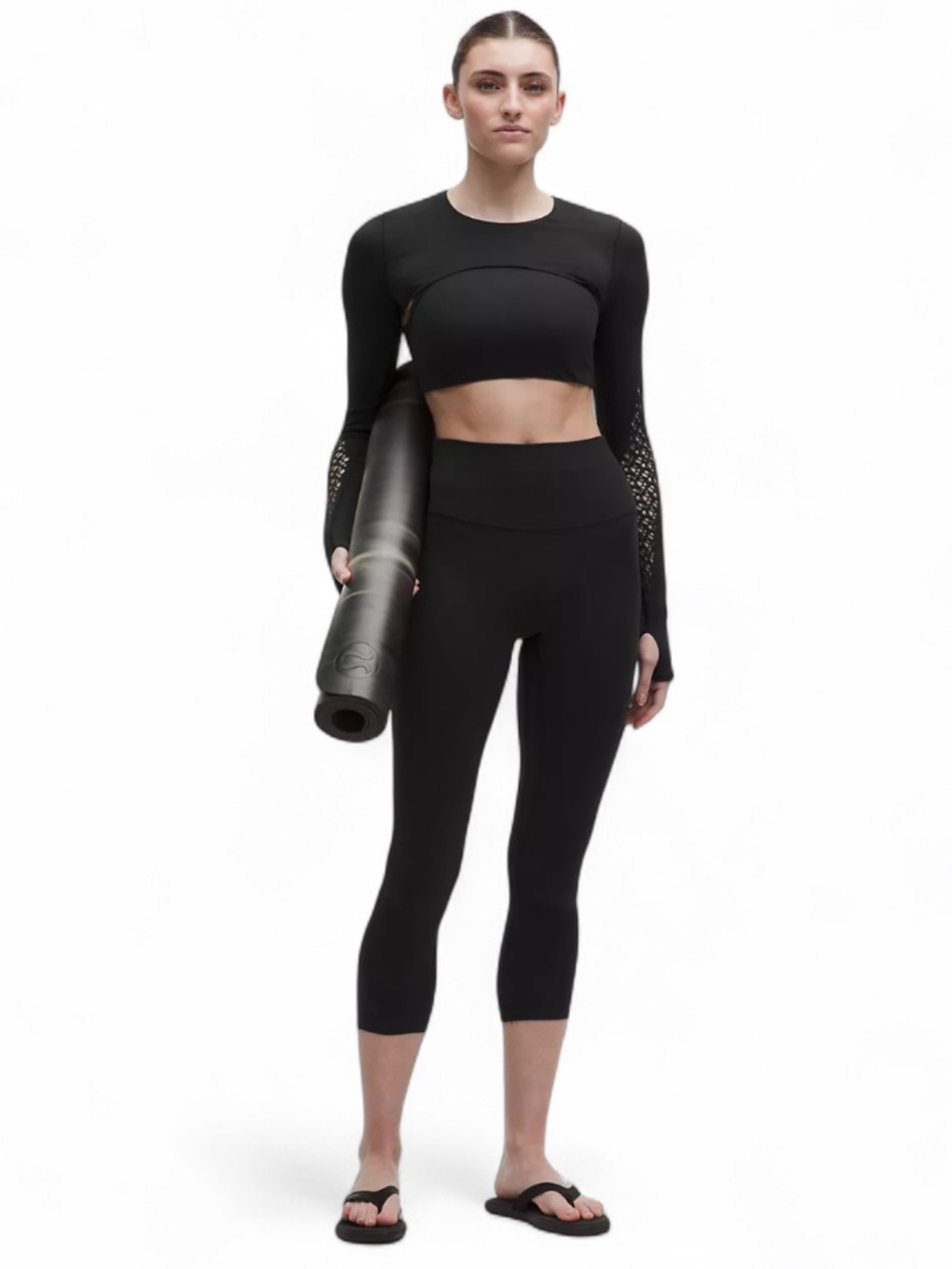 Lululemon Black High Rise Cropped Leggings Size 2
